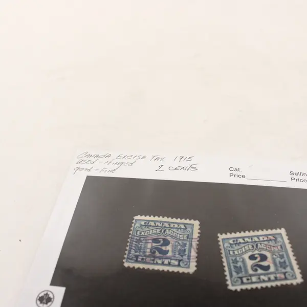 Lot Of 2 Canada Excise Tax 2 Cents Stamps 1915 Used Hinged