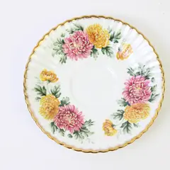 Paragon Fine Bone China Saucer Yellow & Pink Flowers Vintage 5.5"