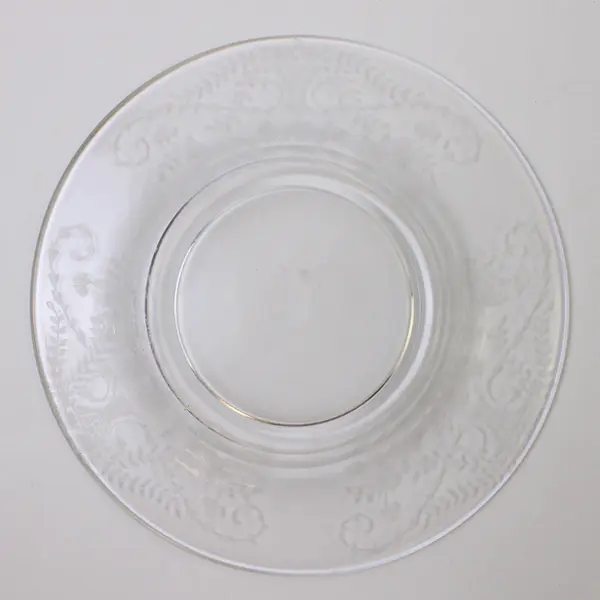 Etched Glass Dessert Plate 7" Clear Decorative Serving Plate