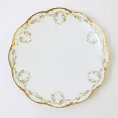 Vintage Haviland Limoges Porcelain 7.75" Plate Pink Rose Swag Gold Trim
