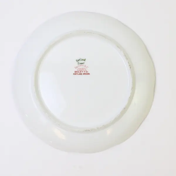 Vintage Haviland Limoges Porcelain 7.75" Plate Pink Rose Swag Gold Trim
