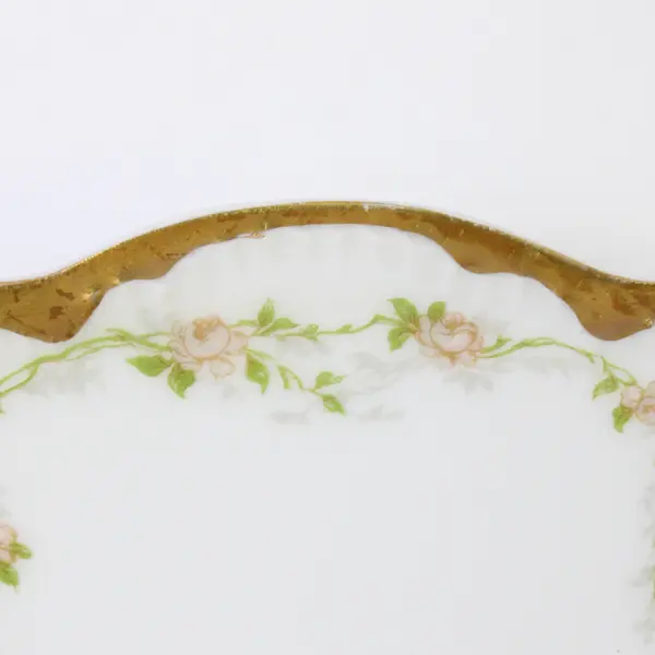 Vintage Haviland Limoges Porcelain 7.75" Plate Pink Rose Swag Gold Trim