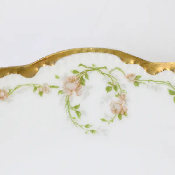 Vintage Haviland Limoges Porcelain 7.75" Plate Pink Rose Swag Gold Trim
