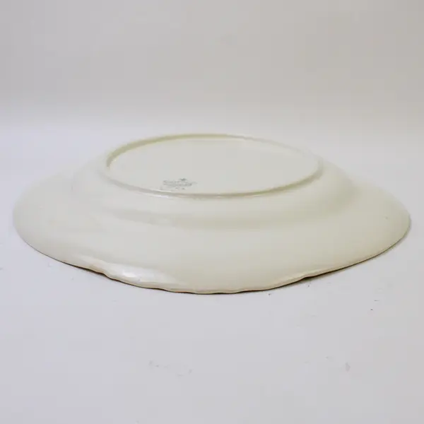 Eggshell Nautilus Oval Serving Tray Pink Rose Motif Gold Trim 13.5 in