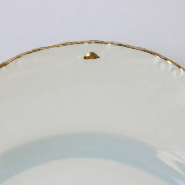Eggshell Nautilus Oval Serving Tray Pink Rose Motif Gold Trim 13.5 in