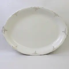 Vintage Edwin M. Knowles Semi-Vitreous Oval Serving Platter 15.5in Gold Trim