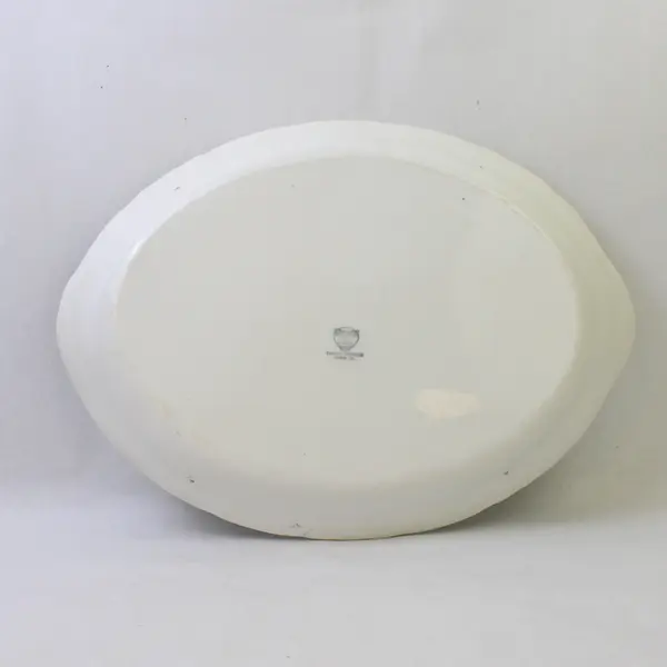 Vintage Edwin M. Knowles Semi-Vitreous Oval Serving Platter 15.5in Gold Trim