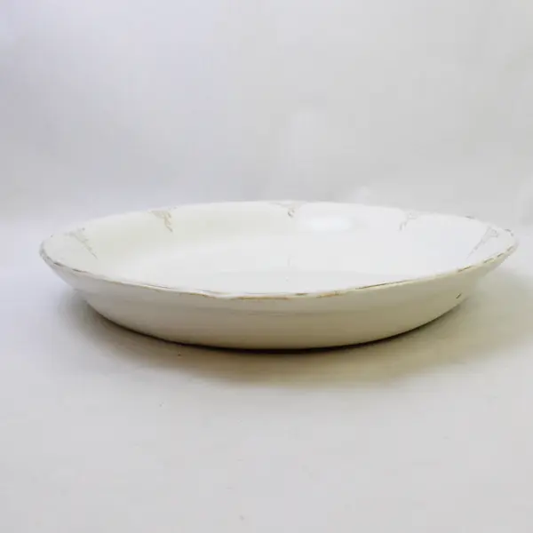 Vintage Edwin M. Knowles Semi-Vitreous Oval Serving Platter 15.5in Gold Trim