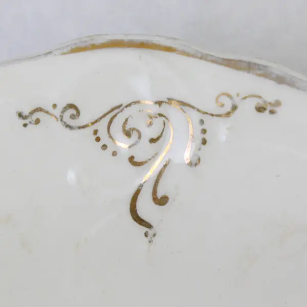 Vintage Edwin M. Knowles Semi-Vitreous Oval Serving Platter 15.5in Gold Trim