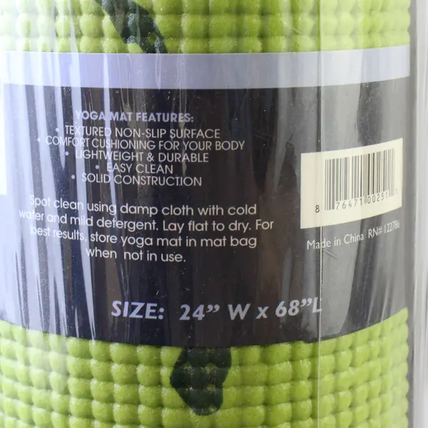 New "CALM" Yoga Mat Mind Body Spirit Green 24x68 Pilates