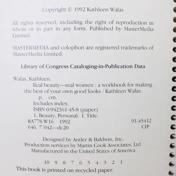 Vintage Real Beauty . . . Real Women Kathleen Walas 1992 Spiral-Bound PB Good