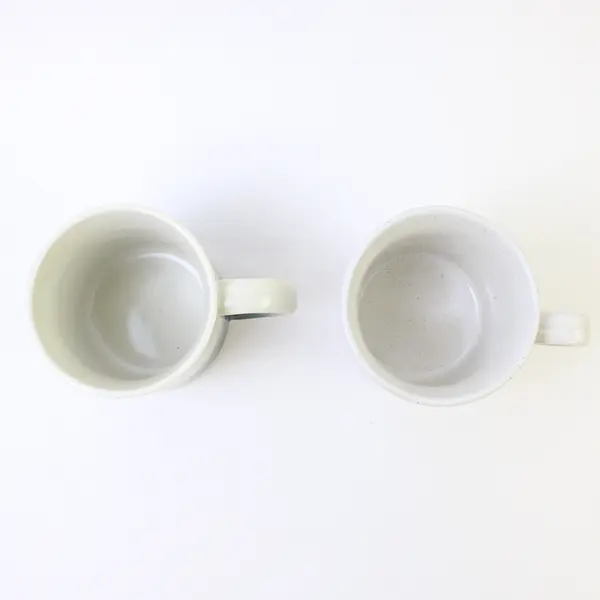 Lot of 2 Ceramic Coffee Mugs Beige Sailboat & Pink Yellow Floral