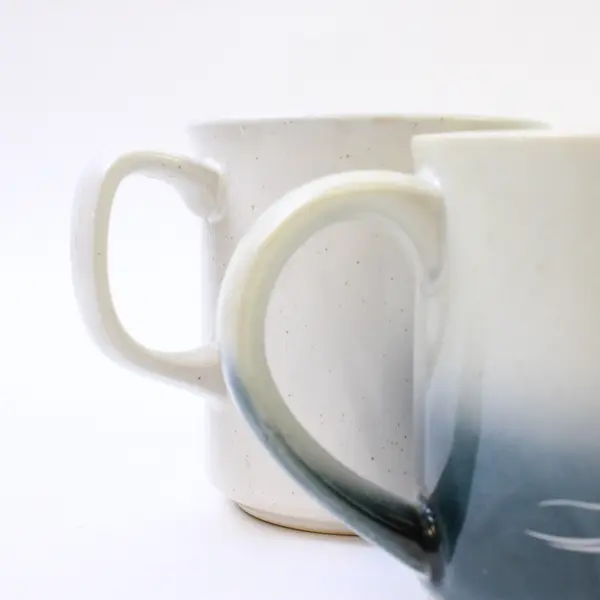 Lot of 2 Ceramic Coffee Mugs Beige Sailboat & Pink Yellow Floral