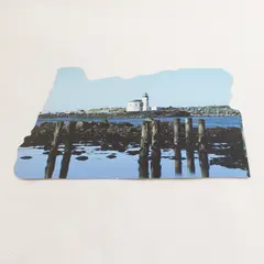 Vintage Oregon Coast Bandon Lighthouse Oversized Oregon Die Cut Postcard