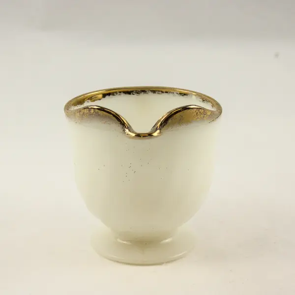 Vintage Fire-King Anchor Hocking Milk Glass Swirl Creamer Gold Trim