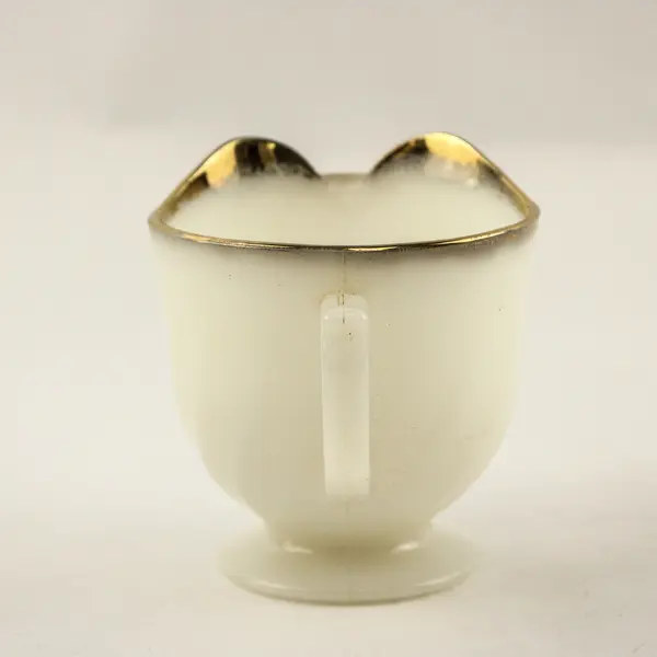 Vintage Fire-King Anchor Hocking Milk Glass Swirl Creamer Gold Trim