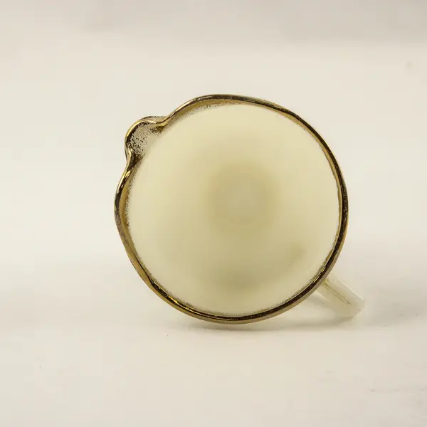Vintage Fire-King Anchor Hocking Milk Glass Swirl Creamer Gold Trim