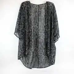 Unbranded Gray/Black Sheer Short Sleeve Cardigan 100% Polyester Women's Size XXL