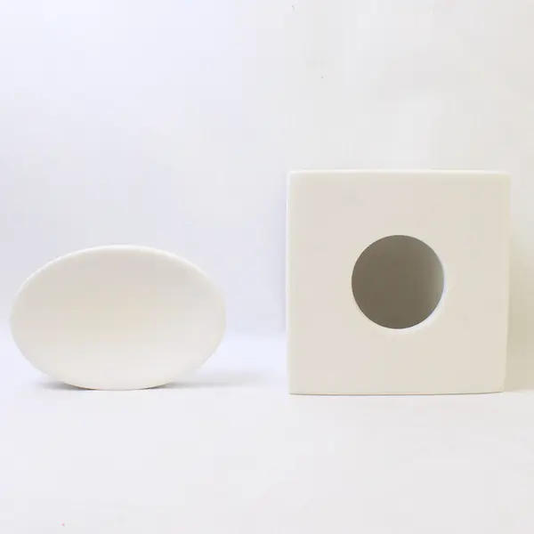 White Ceramic Tissue Box Cover & Matching Soap Dish Floral Bathroom Set