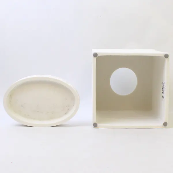 White Ceramic Tissue Box Cover & Matching Soap Dish Floral Bathroom Set