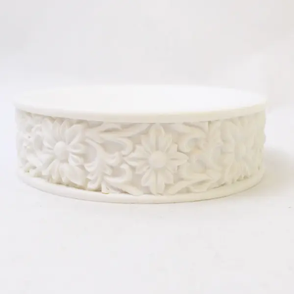 White Ceramic Tissue Box Cover & Matching Soap Dish Floral Bathroom Set