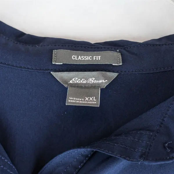 Eddie Bauer Navy Blue Long Sleeve Lightweight Button Up Top Women's Size XXL