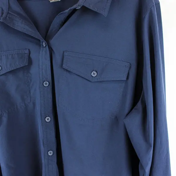 Eddie Bauer Navy Blue Long Sleeve Lightweight Button Up Top Women's Size XXL