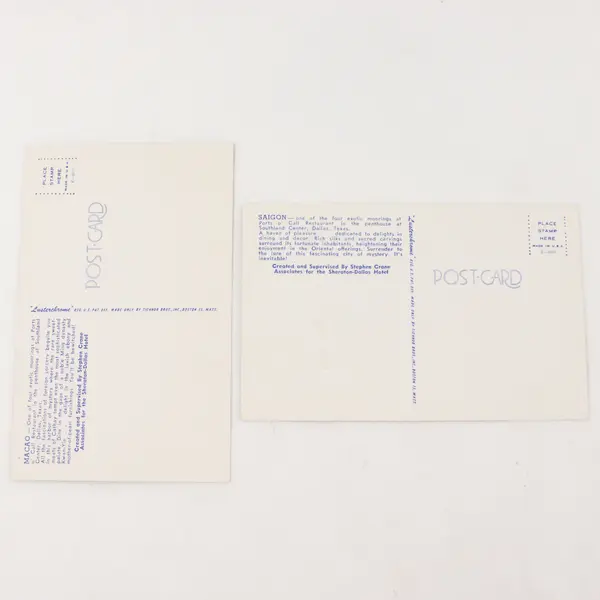 Lot Of 2 Vintage Ports o' Call Restaurant Dallas Texas Postcards Saigon Macao 