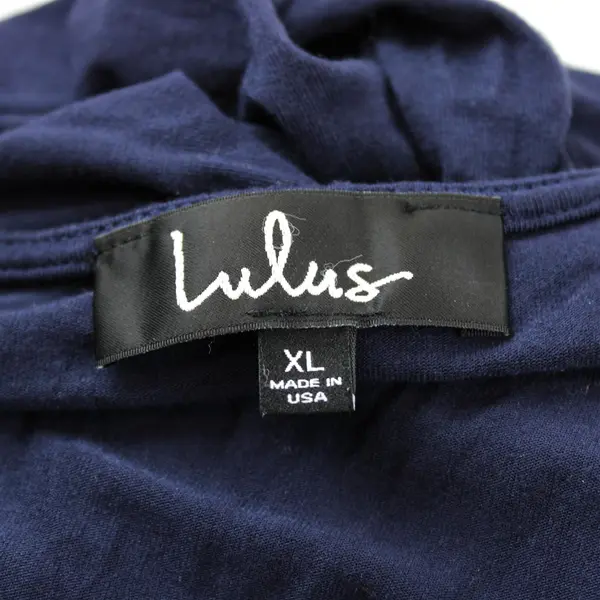 Lulus Solid Navy Blue Long Sleeve V-Neck Blouse Women's Size XL