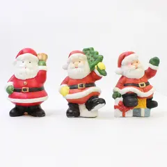 Lot of 3 Ceramic Santa Claus Figurines Christmas Holiday Mantel Decor