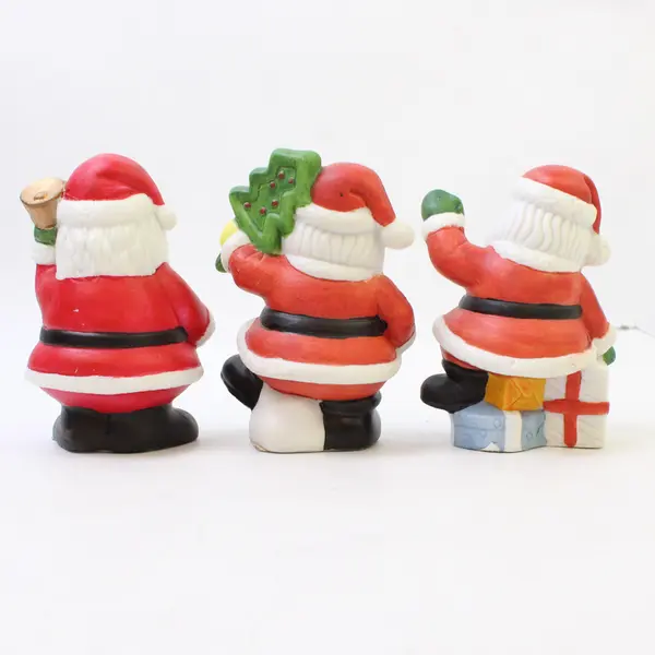 Lot of 3 Ceramic Santa Claus Figurines Christmas Holiday Mantel Decor