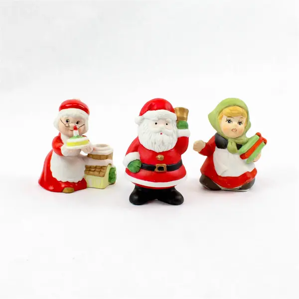 Lot of 3 Christmas Ceramic Figurines Santa Mrs. Claus Holiday Decor