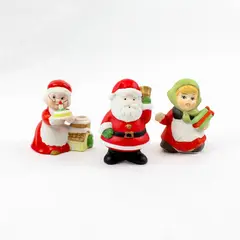 Lot of 3 Christmas Ceramic Figurines Santa Mrs. Claus Holiday Decor
