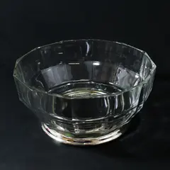 9"  Fine Lead Crystal  Faceted Bowl with Silver Plated Base 