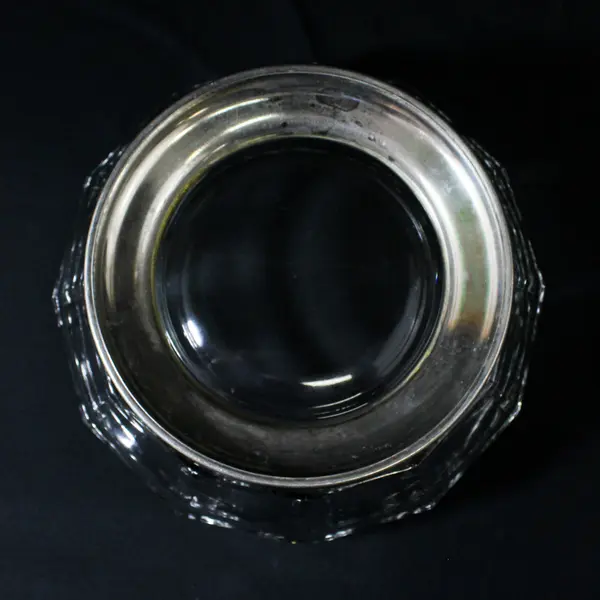9"  Fine Lead Crystal  Faceted Bowl with Silver Plated Base 
