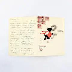 Vintage 1940s Scottie Dog Christmas Card SIGNED USED