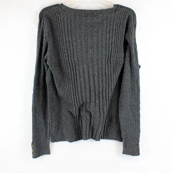 Liz Claiborne Career Solid Gray Knit Long Sleeve V-Neck Sweater Women's Size XXL