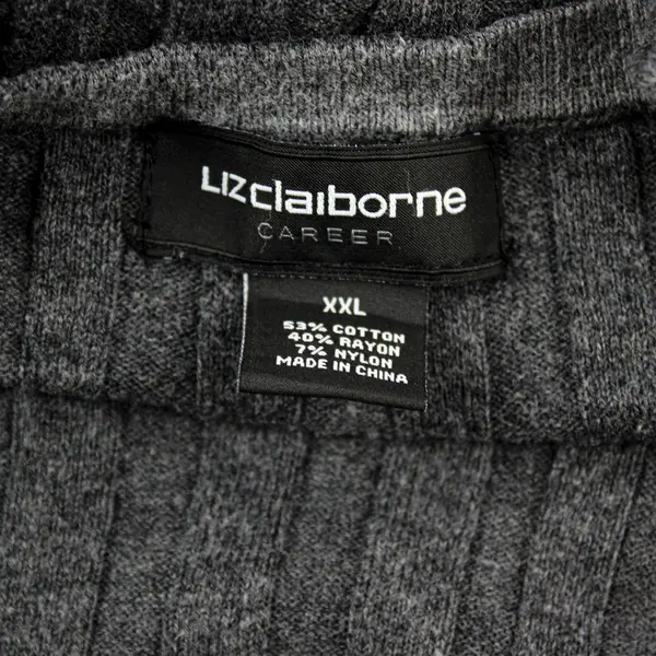 Liz Claiborne Career Solid Gray Knit Long Sleeve V-Neck Sweater Women's Size XXL