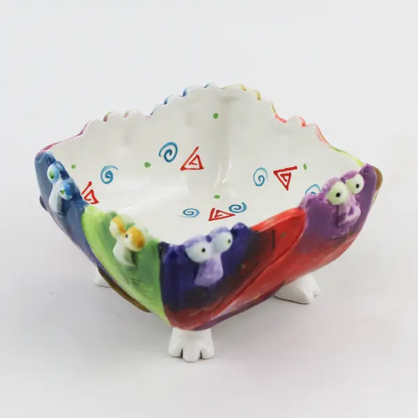 Vintage Studio Design Works Handpainted Joy Cats Rainbow Bowl 5"