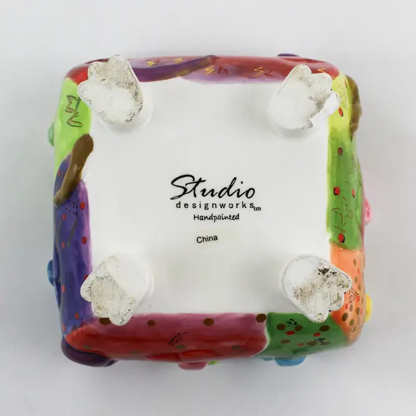 Vintage Studio Design Works Handpainted Joy Cats Rainbow Bowl 5"