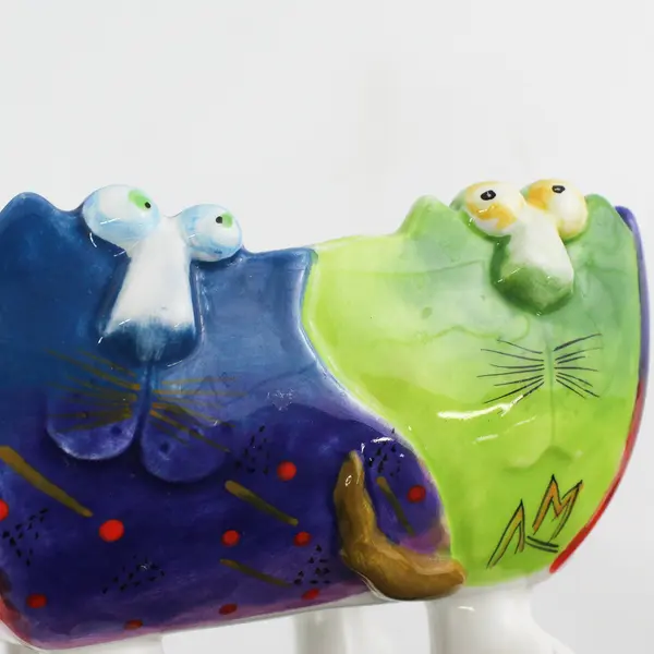 Vintage Studio Design Works Handpainted Joy Cats Rainbow Bowl 5"