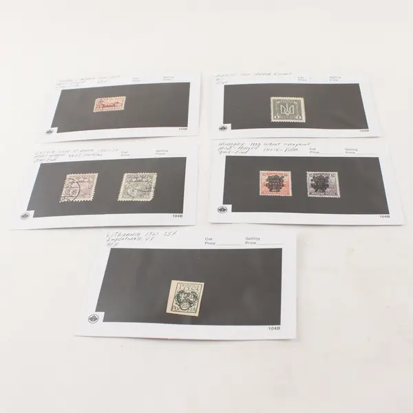 Lot Of 7 Eastern Europe Stamps 1920s Lithuania Hungary Latvia Ukraine 