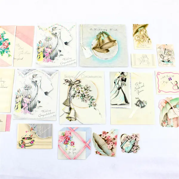 Lot of 20 Vintage 1930s Wedding Congratulations and Wedding Shower Cards USED