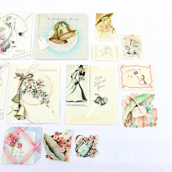 Lot of 20 Vintage 1930s Wedding Congratulations and Wedding Shower Cards USED