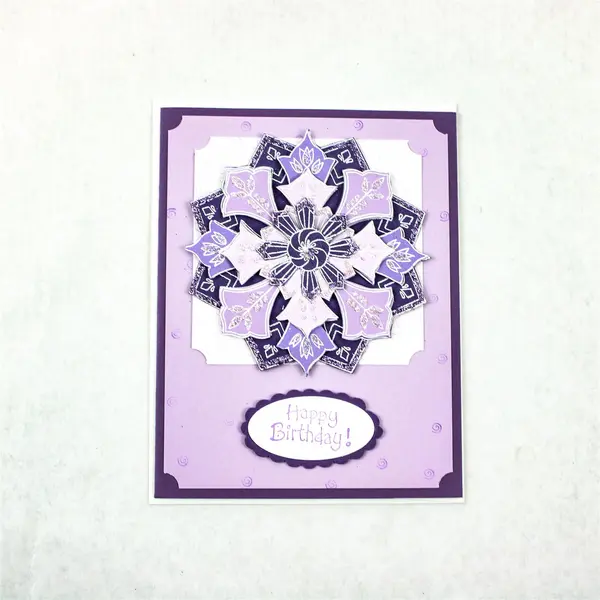 Lot of 5 Handmade Laser Cut Purple Floral Birthday Greeting Cards UNUSED