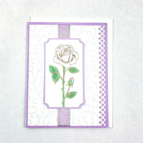 Lot of 5 Handmade Laser Cut Purple Floral Birthday Greeting Cards UNUSED