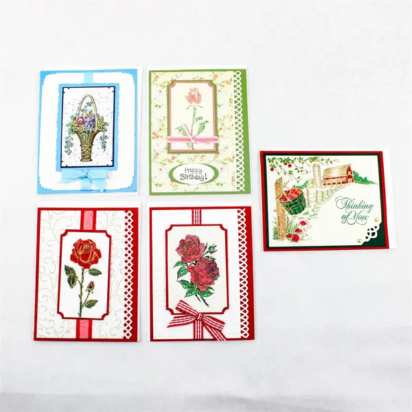 Lot of 5 Handmade Floral Design Birthday Greeting Cards