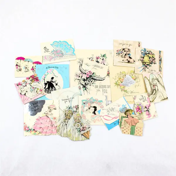 Lot of 17 Vintage 1930s Wedding Congratulations and Wedding Shower Cards USED