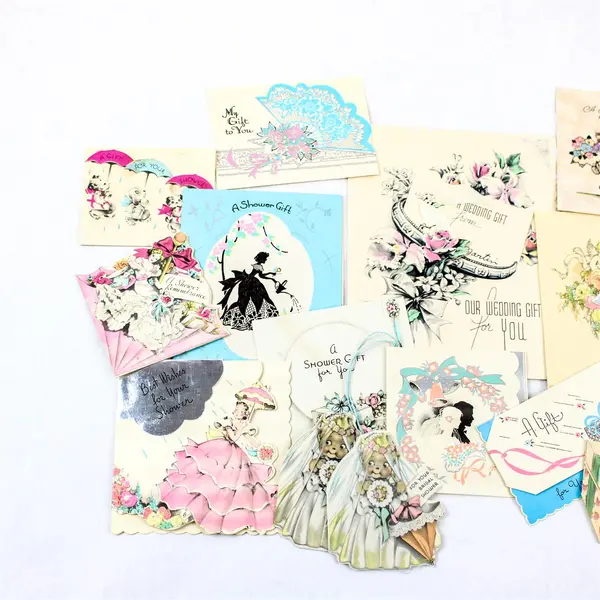 Lot of 17 Vintage 1930s Wedding Congratulations and Wedding Shower Cards USED