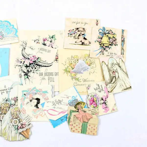 Lot of 17 Vintage 1930s Wedding Congratulations and Wedding Shower Cards USED